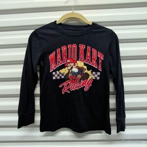 Nintendo Mario Kart Racing Shirt Size 8 Kids Navy‎ Blue Long Sleeve Graphic Tee